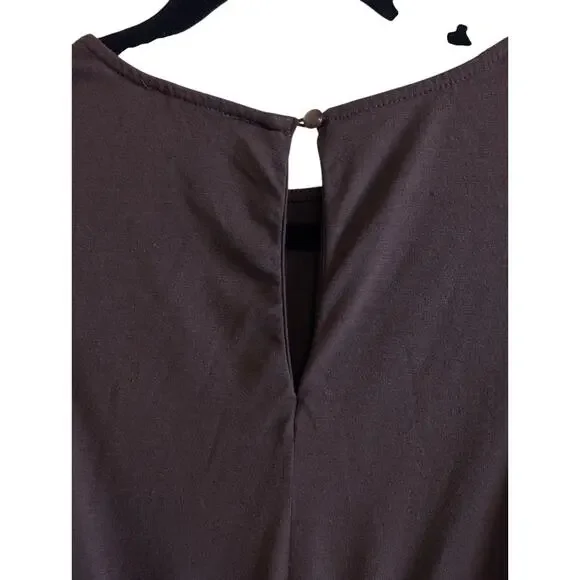 New York & Company Sleeveless Maxi Dress '60s Patchwork Pattern Hippie Brown - Picture 4 of 5